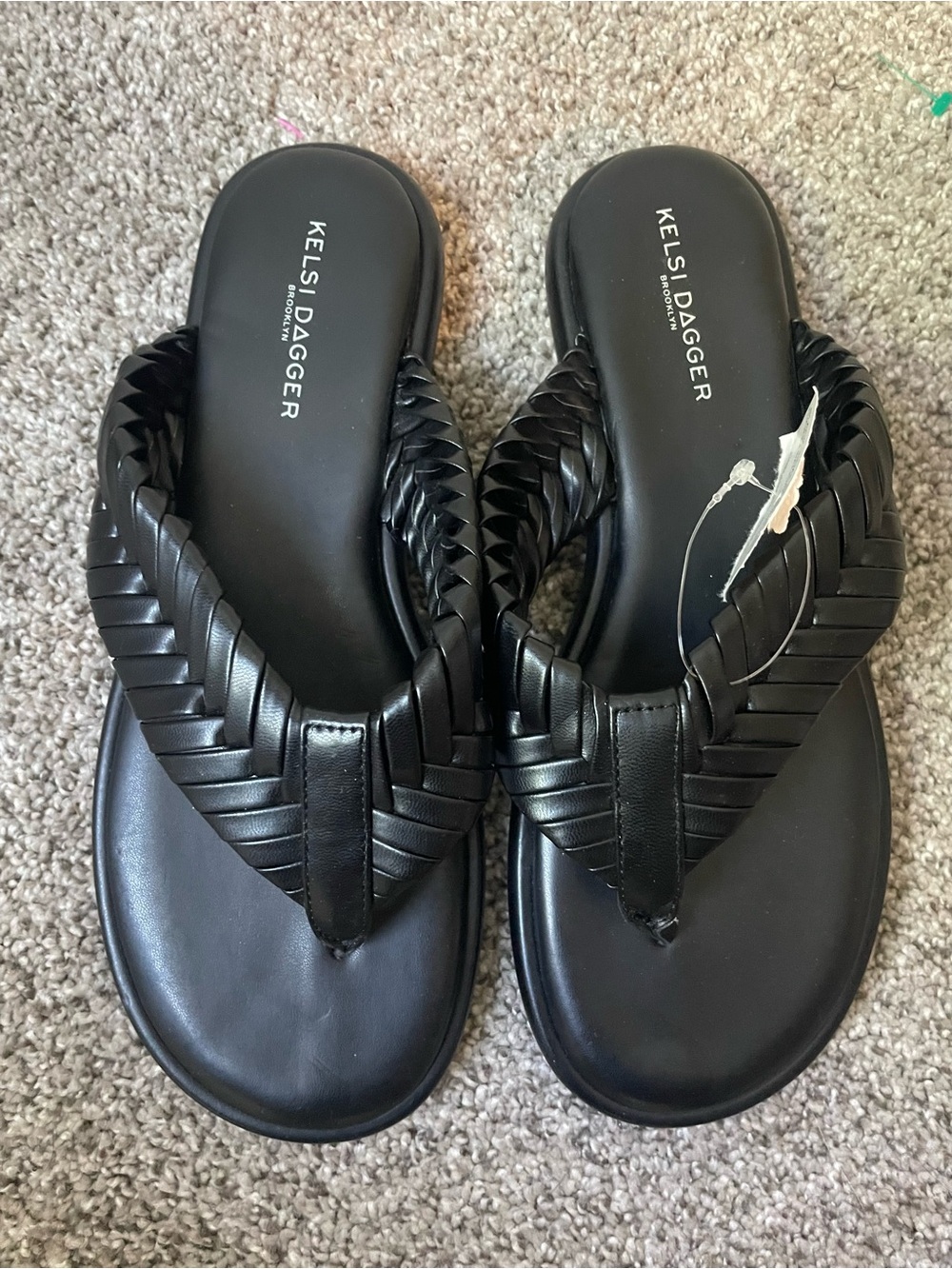 Kelsi Dagger Black Braided Thong Flip Sandals Anthro